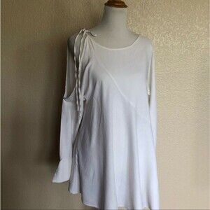 Free People Cold Shoulder Tie Tunic Long Sleeve Top Size S White New